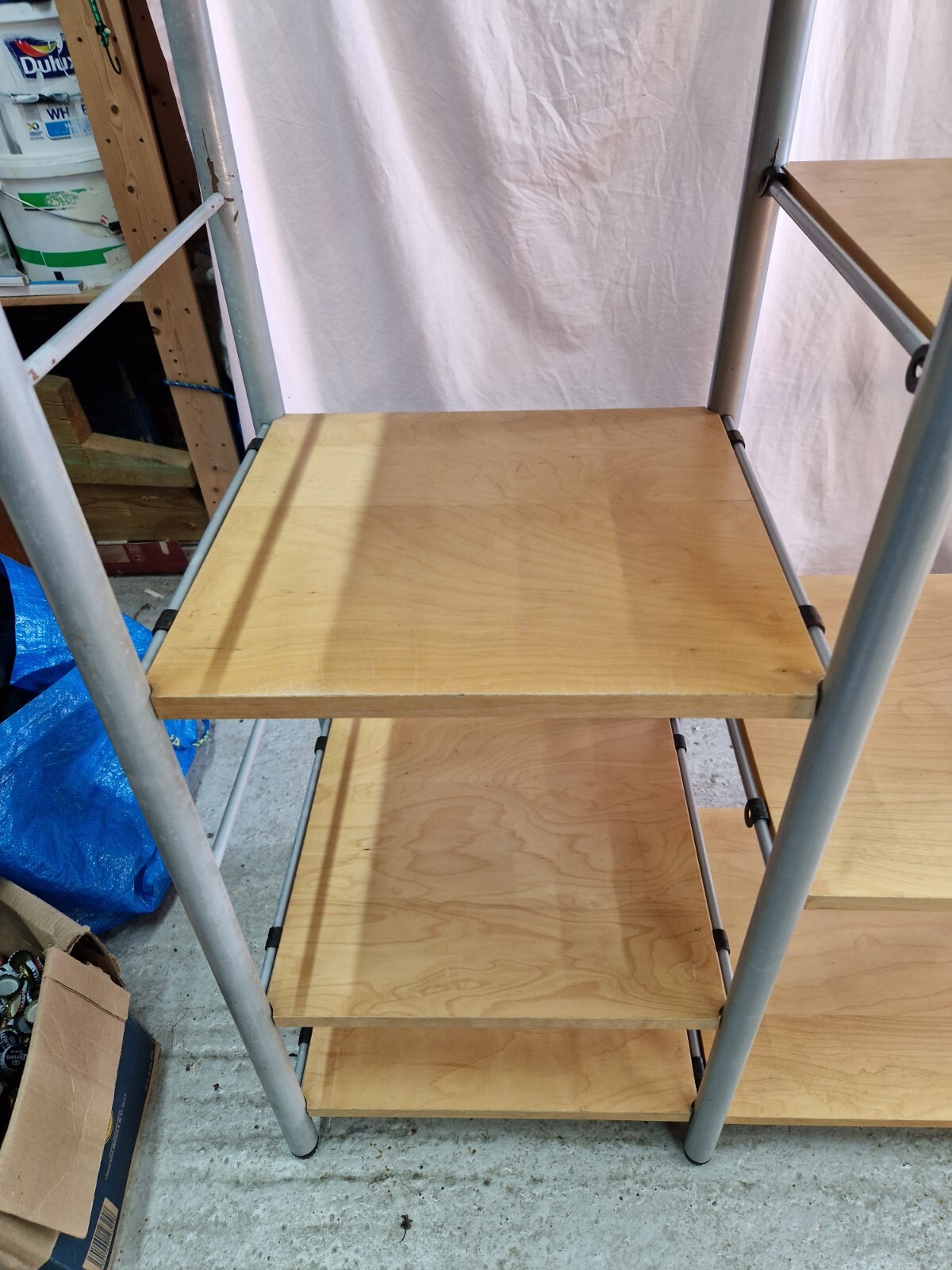 Vintage IKEA NIKLAS shelving unit BIRCH Glass & Solid shelves like