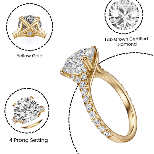 IGI 2.50 CT FVVS2 Round Cut Lab Grown Diamond Engagement Ring 14K Yellow Gold - Picture 2 of 9