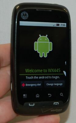 Motorola WX445 Citrus Android Cell Phone Verizon BLACK bluetooth