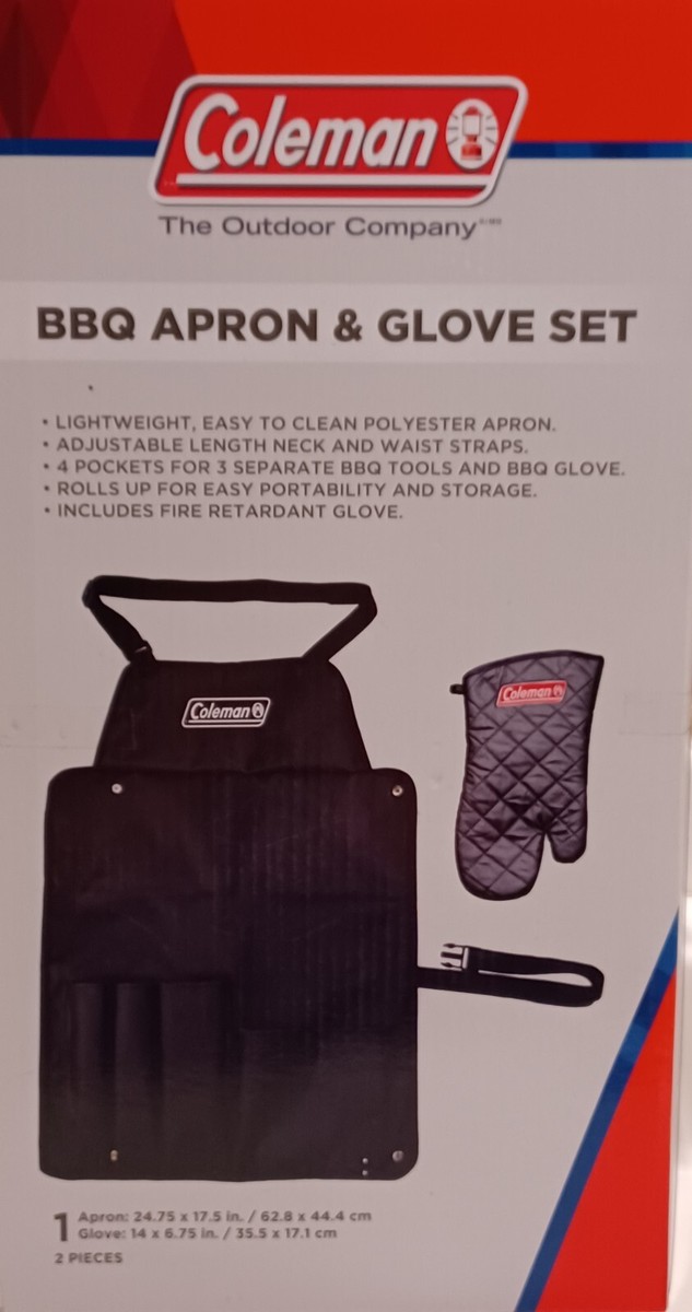 Coleman Lightweight BBQ Apron & Fire Retardant Glove Set in Black 