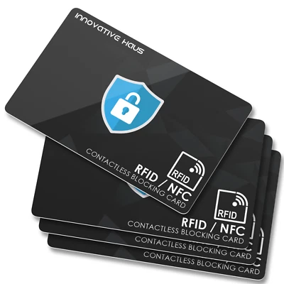 INNOVATIVE HAUS RFID Blocking Card - Slim RFID Card Blocker - NFC Contactless Card Protector 4pk