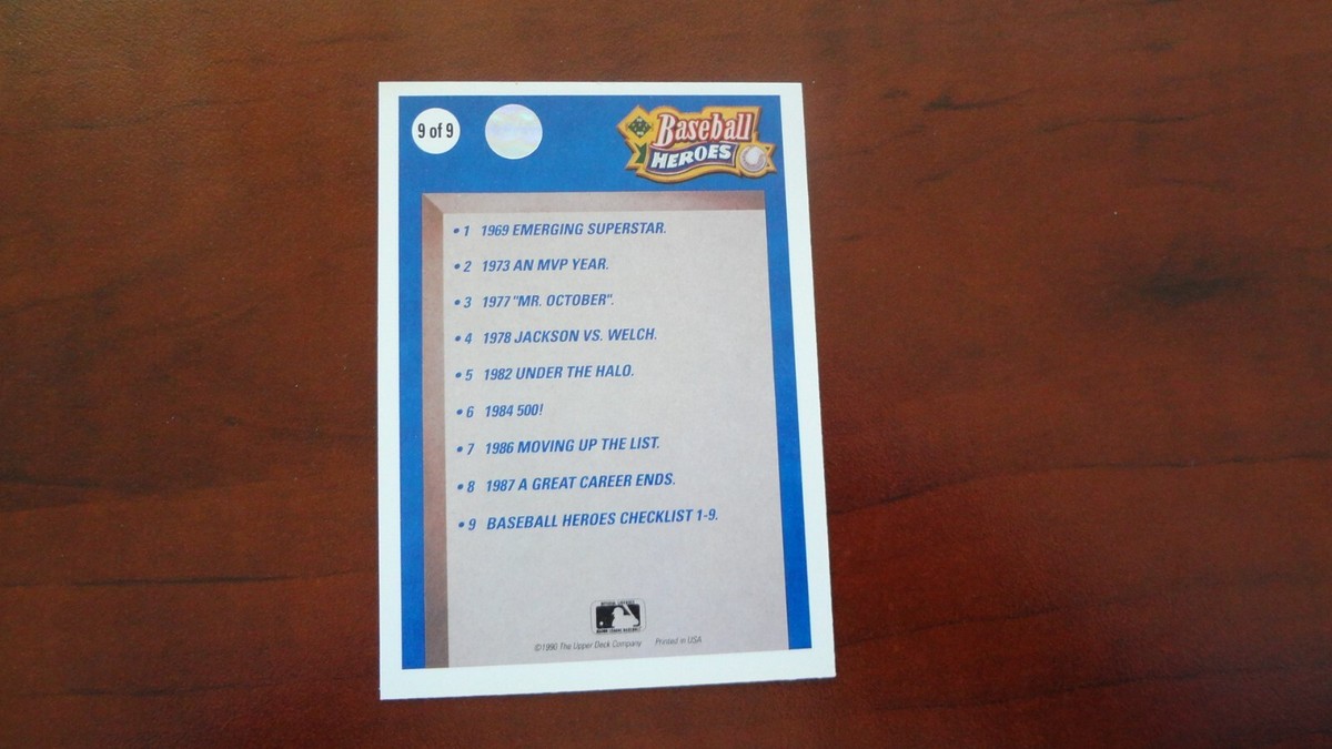 1990 UPPER DECK # 9 OF 9 BASEBALL HEROES CHECKLIST REGGIE JACKSON