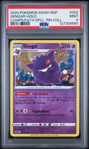 Pokemon Gengar Champion's Path Special Pin Collection Holo Promo SWSH052 PSA 9
