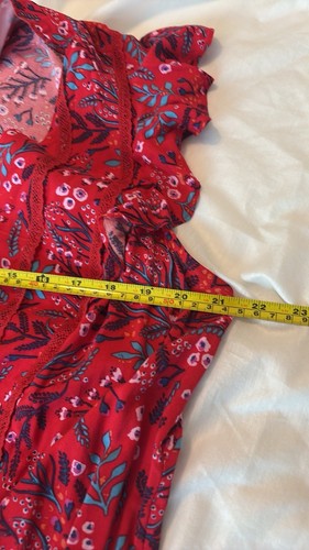 Modcloth Red floral romper jumpsuit Sleeveless V-neck SZ 1X plus size NWOT boho - Picture 10 of 14