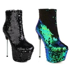 Women's Party High Heels Platform Sequins Ankle Boots Clubwear Dress Party Shoes