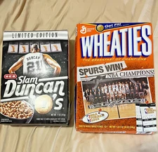 San Antonio Spurs NBA Champions Wheaties Box + Slam Duncan O’s H-E-B Cereal NEW