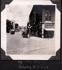 VINTAGE PHOTOGRAPH '25 CARS/AUTOS AD SIGNS STREET VIEW AUBURN NEW YORK OLD PHOTO