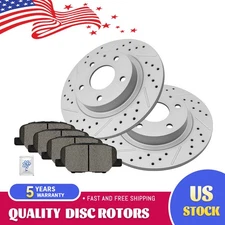 Rear Drilled Brake Rotors  And Ceramic Pads for 2014-2015 Mazda 6 2.5L