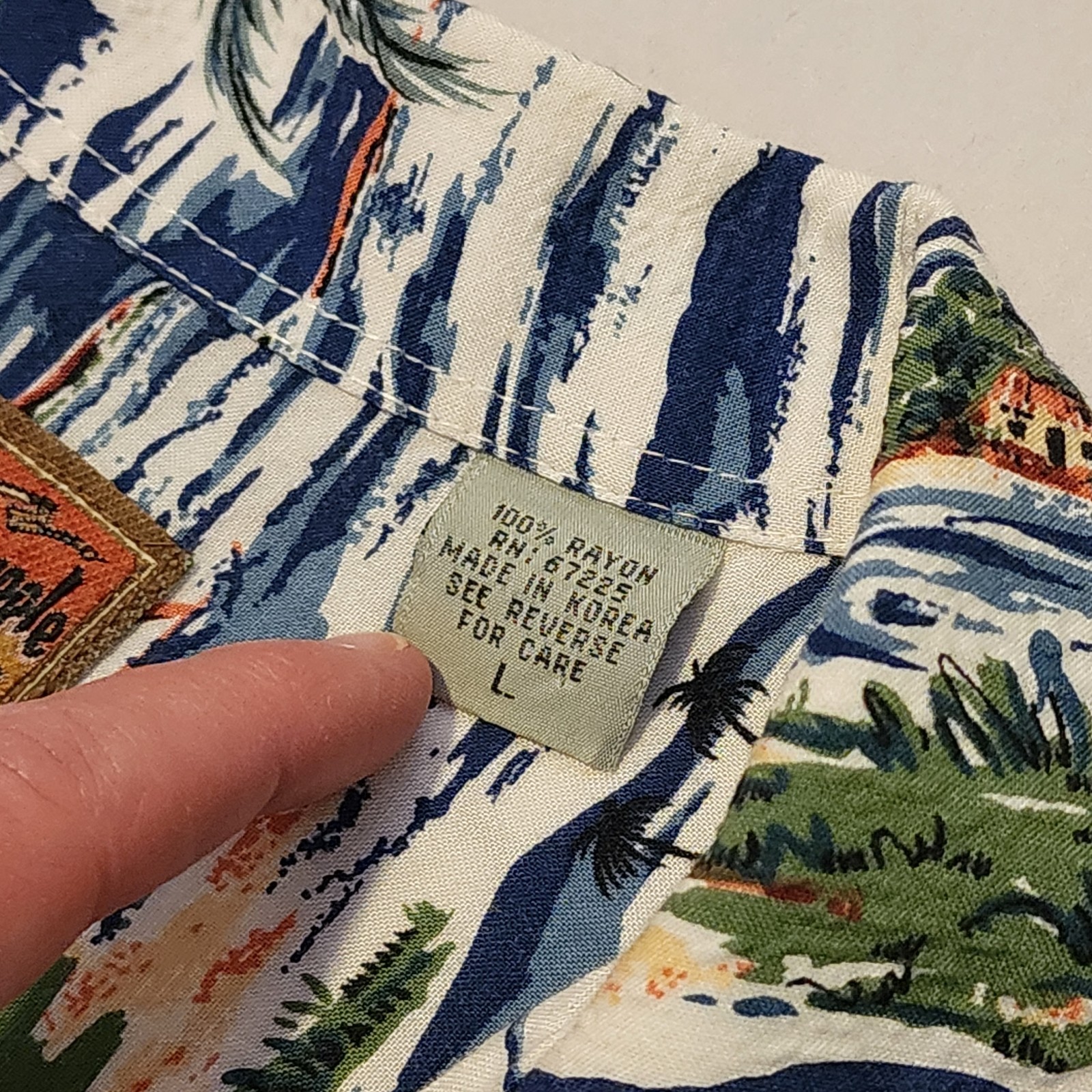 Pineapple Connection Button Down Palm Tree Motif … - image 3