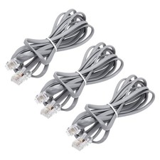 3Pcs Telephone Cord 6.6ft Phone Cable 8P4C to 6P4C Wire RJ45 to RJ11 Grey