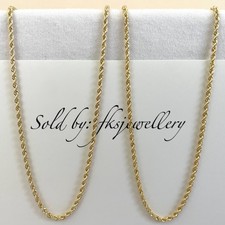 Solid 9ct Yellow Gold 2mm Rope Chain Necklace 18” Genuine Hallmarked & Gift Box