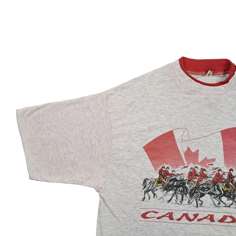 Camiseta Canada Grande Para Hombre Algodón Blanco Vintage Puntada Única Turista Foto 2 de 4