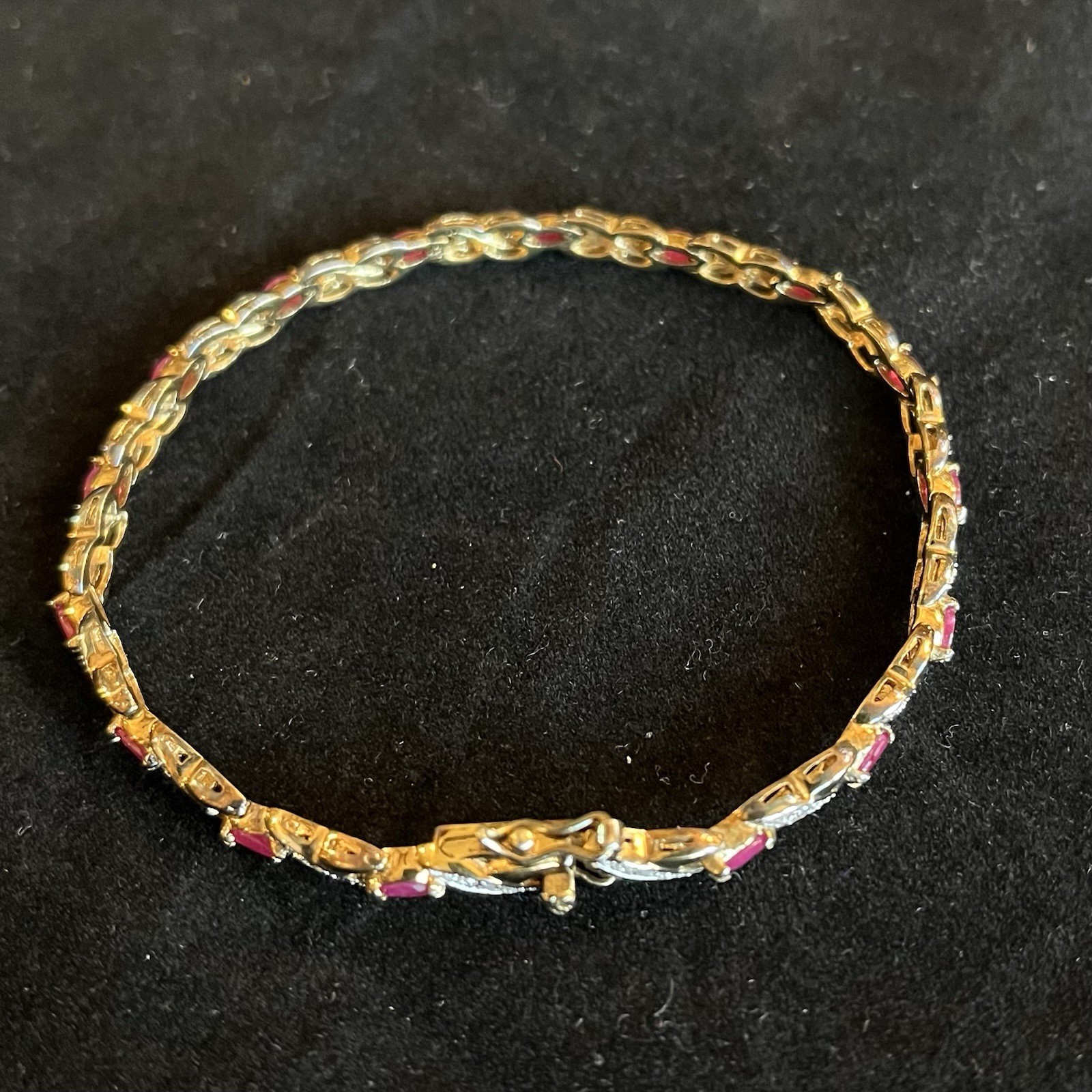 Vintage SETA Bracelet Signed Ruby Diamond Tiny Ge… - image 10