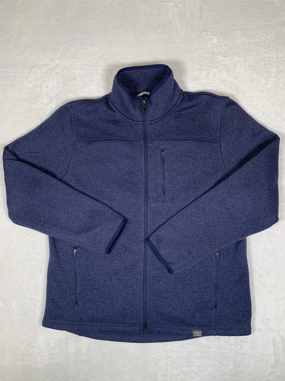 L.L.Bean Sweater Fleece Jacket Mens Large Blue Full Zip Slightly Fitted Outdoor