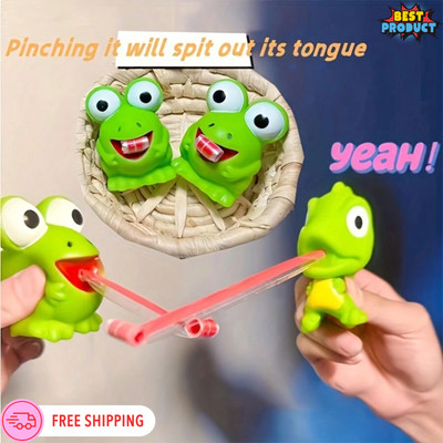 Kids Creative Stress Relief Pop Squeeze Tongue Toy Frog & Dinosaur Pinching Toy