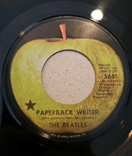 The Beatles 45 Black Star Paperback Writer/Rain Apple Los Angeles Pressing Rock