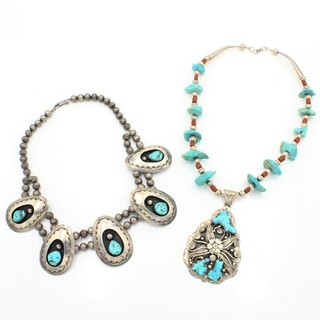 Signed Southwest Sterling Turquoise Red Coral Beaded Necklaces Lot of 2 #S4559 5