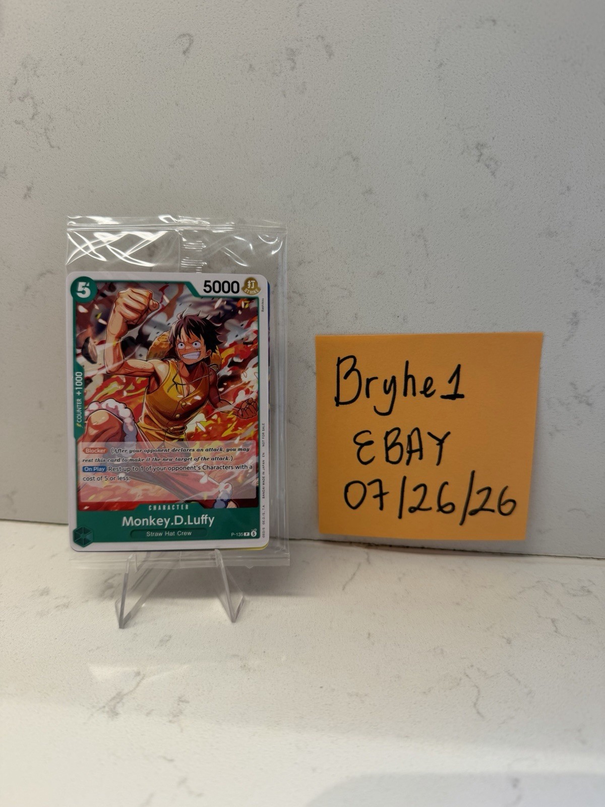 One Piece Card Game Monkey.D.Luffy Promo P-135 SEALED OP16 Pre-Release