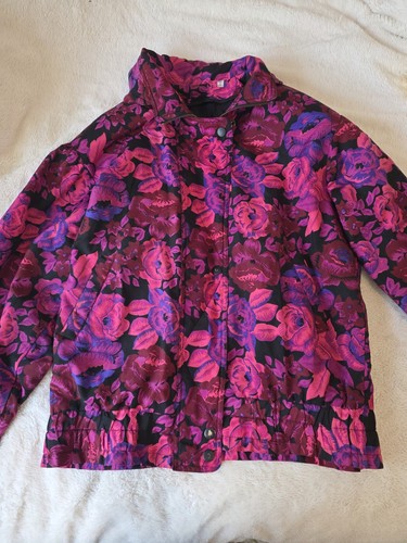 London Fog Women’s Floral Ski Jacket Bomber 80s Ski Glacial