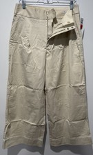 GAP High Rise Wide Leg Ankle Pants Khaki Beige Cream Women's Size 10 Pleated