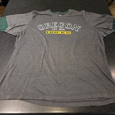 Oregon Ducks XXL Long Sleeve Shirt Colosseum Heritage NCAA Gray Green Tee