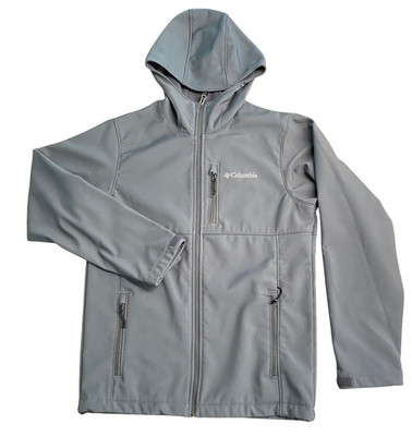 Columbia Softshell Jacket Mens Small Gray Fleece-Lined Full Zip Hooded
