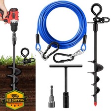 Heavy Duty Dog Tie Out Cable Stake 16FT 200 lbs Swivel Hook Yard