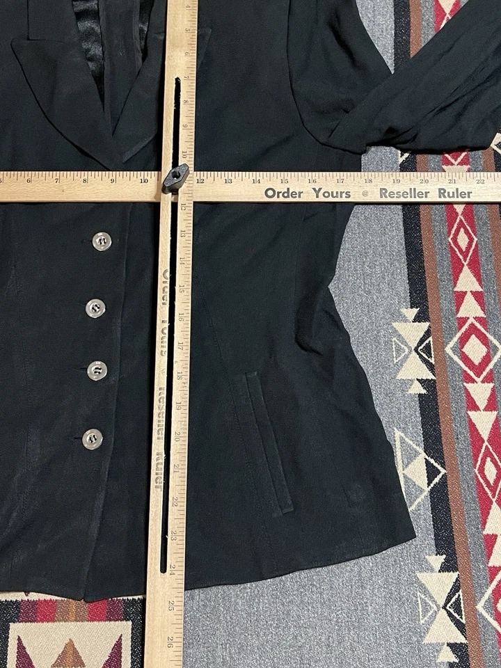 Sonia Rykiel Paris Blazer 6 纽扣羊毛混纺黑色法国 T41 — 第 2/4 张图片