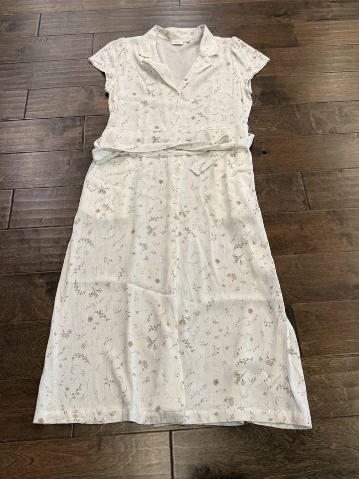 Vestido camisero Aritzia Wilfred para mujer blanco abedul claro con botones talla XL $158 Foto 2 de 4