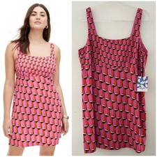 Diane Von Furstenberg x Target 90s Shift Dress Plus Size 16 Pink Retro Geo NWT
