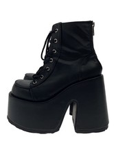 Demonia Lace Up Boots Us6 Blk Camel 203 Thick Sole Short Boots K0719