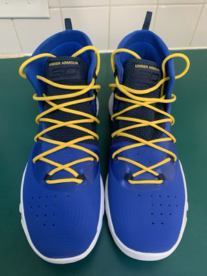 Under Armour UA SC 3Zer0 2 Steph Curry Warriors Royal Blue Yellow White Sz 11.5