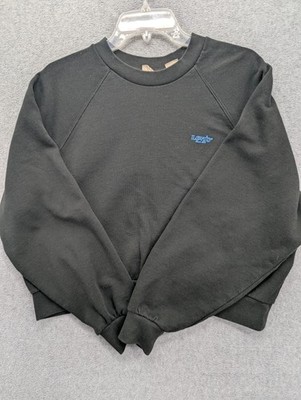 Levis Sweatshirt Womens Medium Black Fleece Crew Neck Pullover Since 1873 Logo