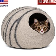Modern Wool Cat Cave Calming Dog Beds Premium Felt Cat Bed for Indoor Cats