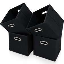Black Fabric Storage Bins Cube ,11x11x11 Fabric Cubby Organizer Baskets with ...
