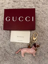 GUCCI Pink Dog Charm Keychain with Box Used