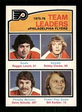 1976-77 O-Pee-Chee #391 Philadelphia Flyers TL Reggie Leach Bobby Clarke Bill Ba