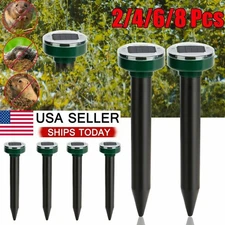 2-8 Pack Solar Power Ultrasonic Mice Gopher Mole Pest Snake Repellent Repeller