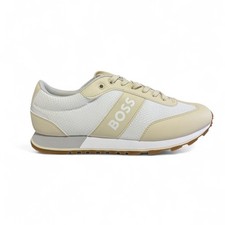 Trainers Mens BOSS Beige Casual Sneakers With Logo Parkour Runn - Size 10