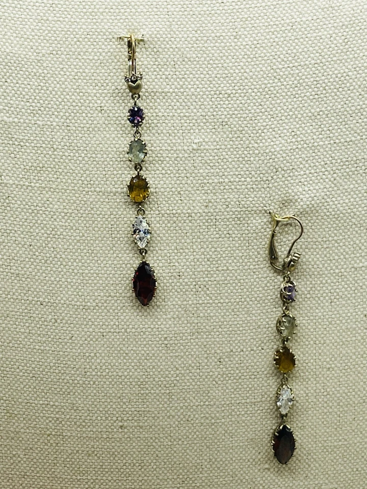 Juicy Couture редкая ВИНТАЖНАЯ линейный CZ серьги мульти радуга надпись позолоченный - Изображение 3 из 4