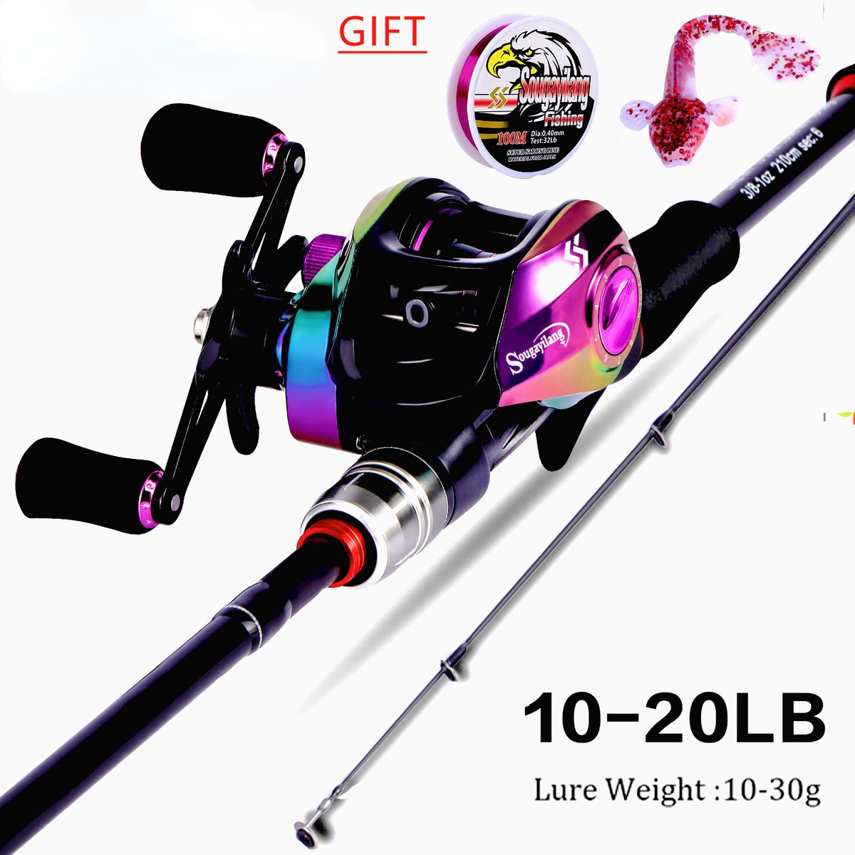 Rod Reel Combo 1.8M-2.1M Lure Fishing Rod and 7.2:1 Baitcasting Reel Set | eBay Rod Reel Combo 1.8M-2.1M Lure Fishing Rod and 7.2:1 Baitcasting Reel Set | eBay