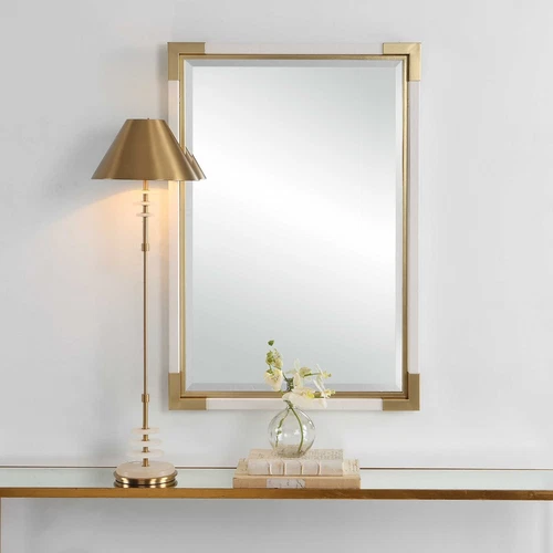 MODERN MALIK 39" IRON VANITY WALL MIRROR UTTERMOST 09879 - Picture 1 of 5
