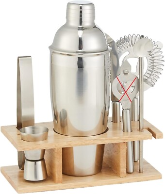 Amazon Basics 6-teiliges Edelstahl Barbesteck Set mit Holzständer NEU R2767