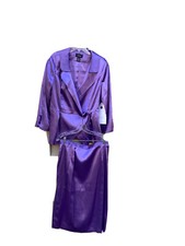 Ashro Formal Special Occasion Belted Skirt Suit Purple Size 16 NWT