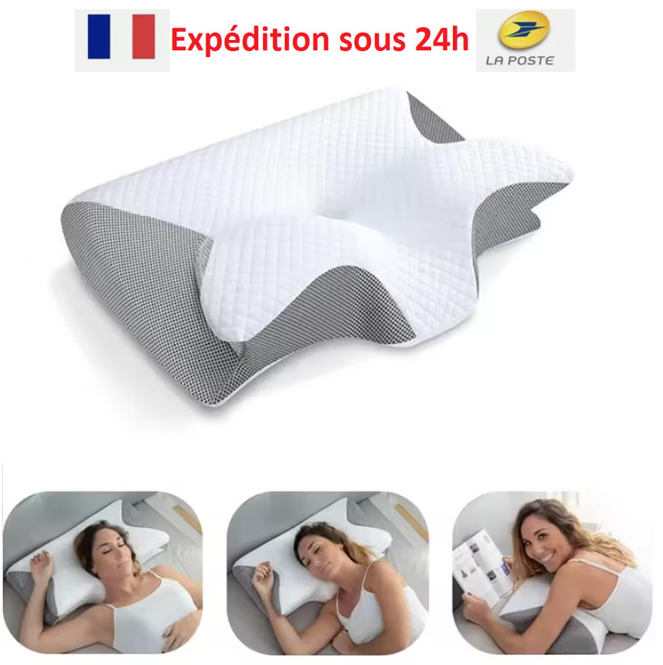 Oreiller orthopédique de contour en mousse viscoélastique haut de gamme pour literie adulte