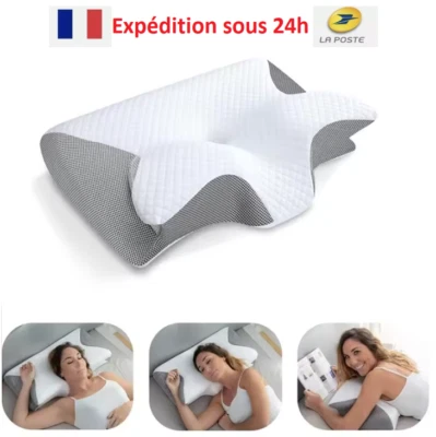 Oreiller cervical en mousse à mémoire de forme, oreiller orthopédique de Contour - Photo 1/4