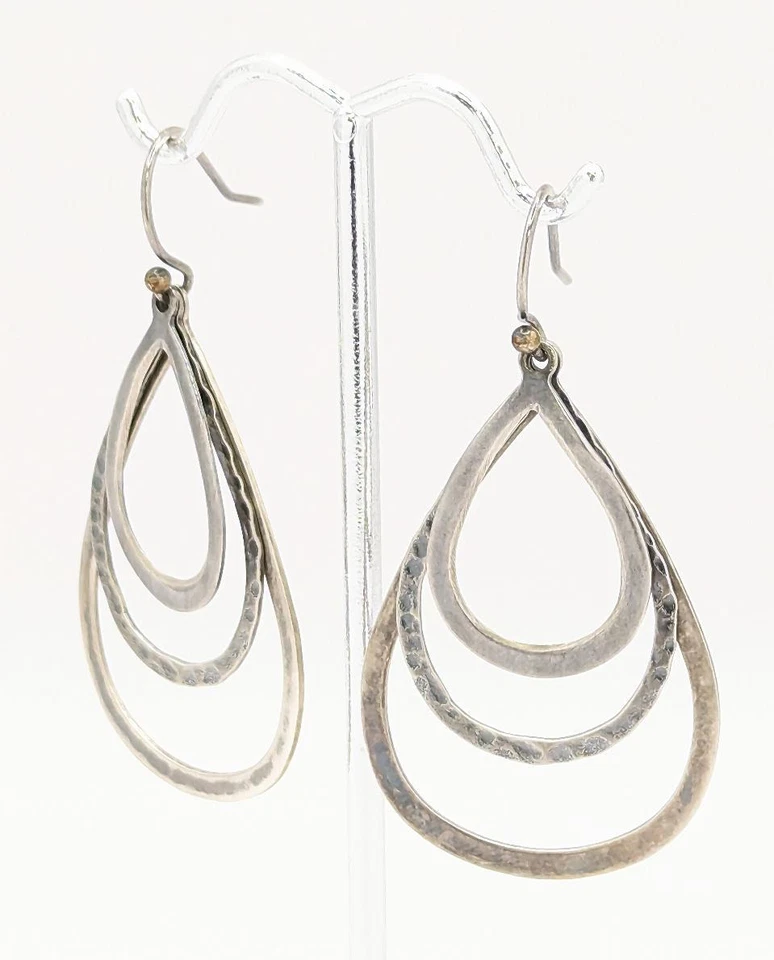 Silpada Triple Hoop Sterling Silver Multiple Triple Funky Hoop Earrings 925 6.2g - Image 3 of 4