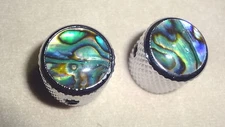 METAL DOME KNOBS CONTROL VOLUME TONE MIGHTY MITE CHROME w/ ABALONE TOP 4 GUITAR
