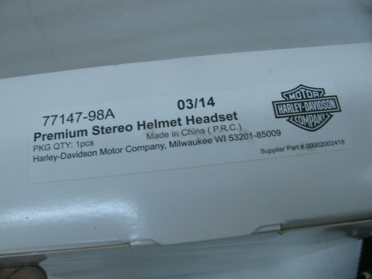 Harley-Davidson Premium Stereo Helmet Headset 77147-98A Touring