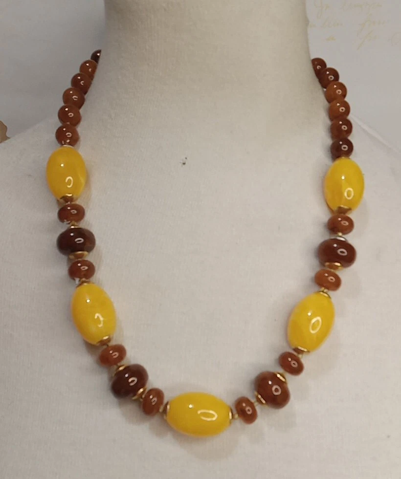 VETEMENTS Collana di perline tono oro marrone e giallo